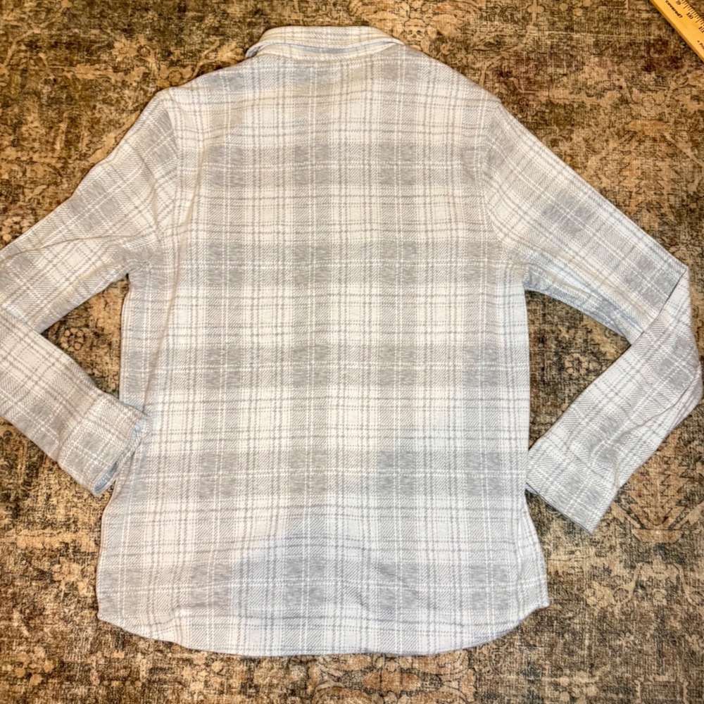 Faherty Brand Mens Faherty Legend Sweater Shirt Large Grey White Plaid size L - Picture 2 of 6